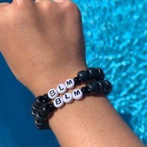 2 BLM bracelets- Handmade with stretchy string